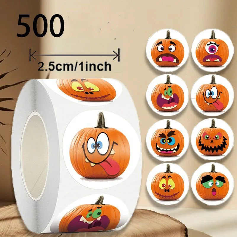 2024 500pcs Halloween Pumpkin Stickers Cartoon Anime Fun Mobile Phone Ipad Car Stick Gift Seal Scrolls Stickers Toys Girl Gift