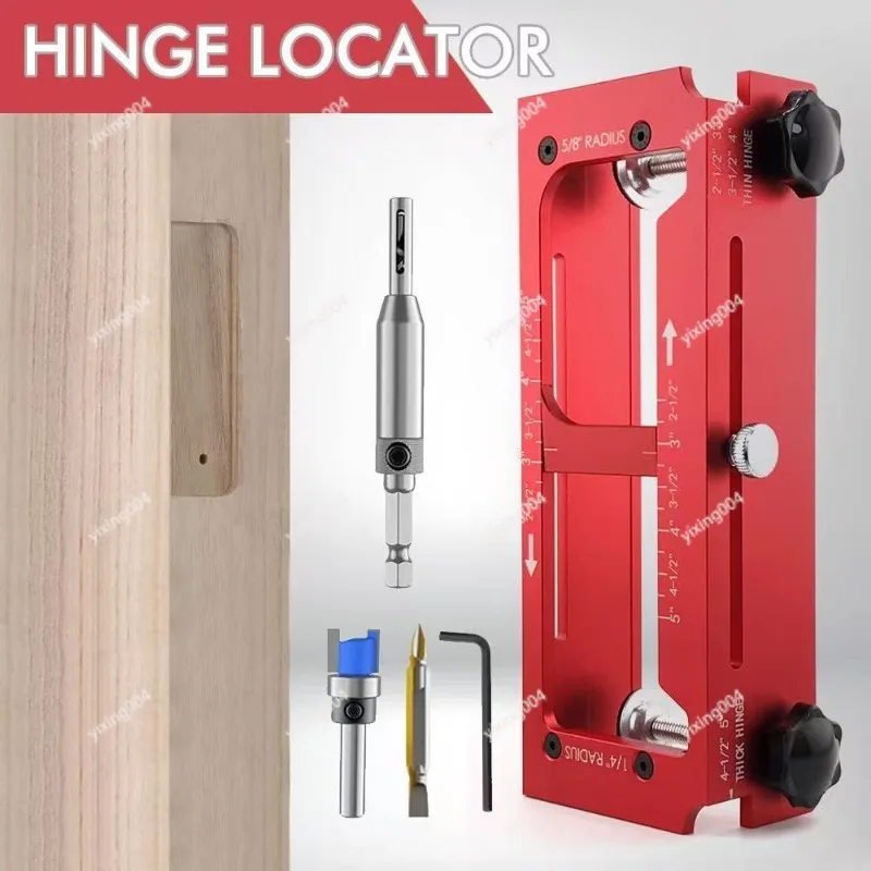 Woodworking Hinge Jig, Aluminum Alloy Locator for Door Hinge Hole Drilling