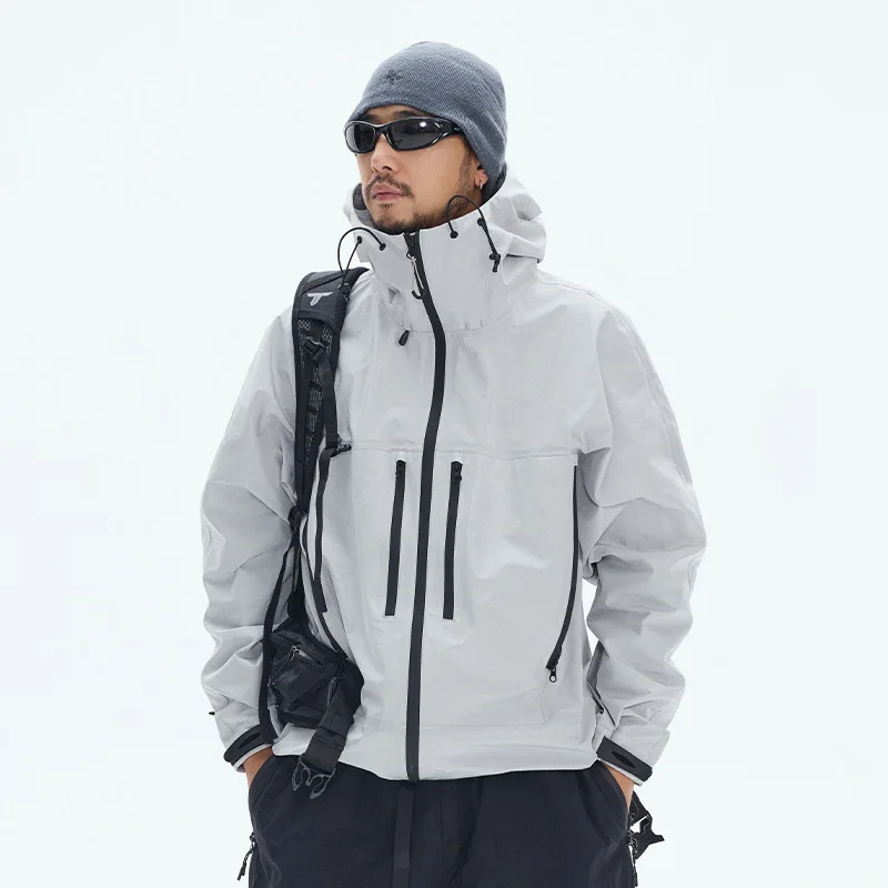 سترة بقلنسوة مقاومة للماء للرجال 3 في 1 بطة بيضاء أسفل بطانة متعددة الجيوب ملابس العمل الخارجية JK-118