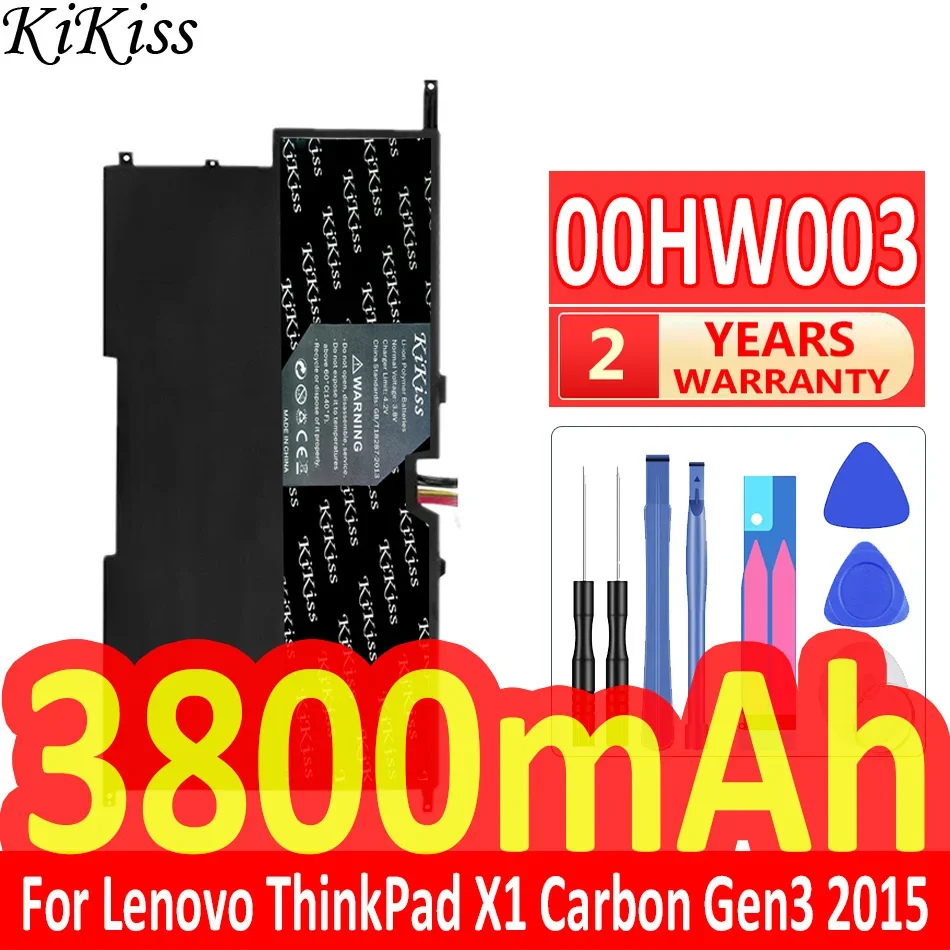 

3800mAh KiKiss Powerful Battery 00HW003 For Lenovo ThinkPad X1 for Carbon Gen3 2015 x1 2014 gen2 00HW002 45N1702 Laptop Batteria