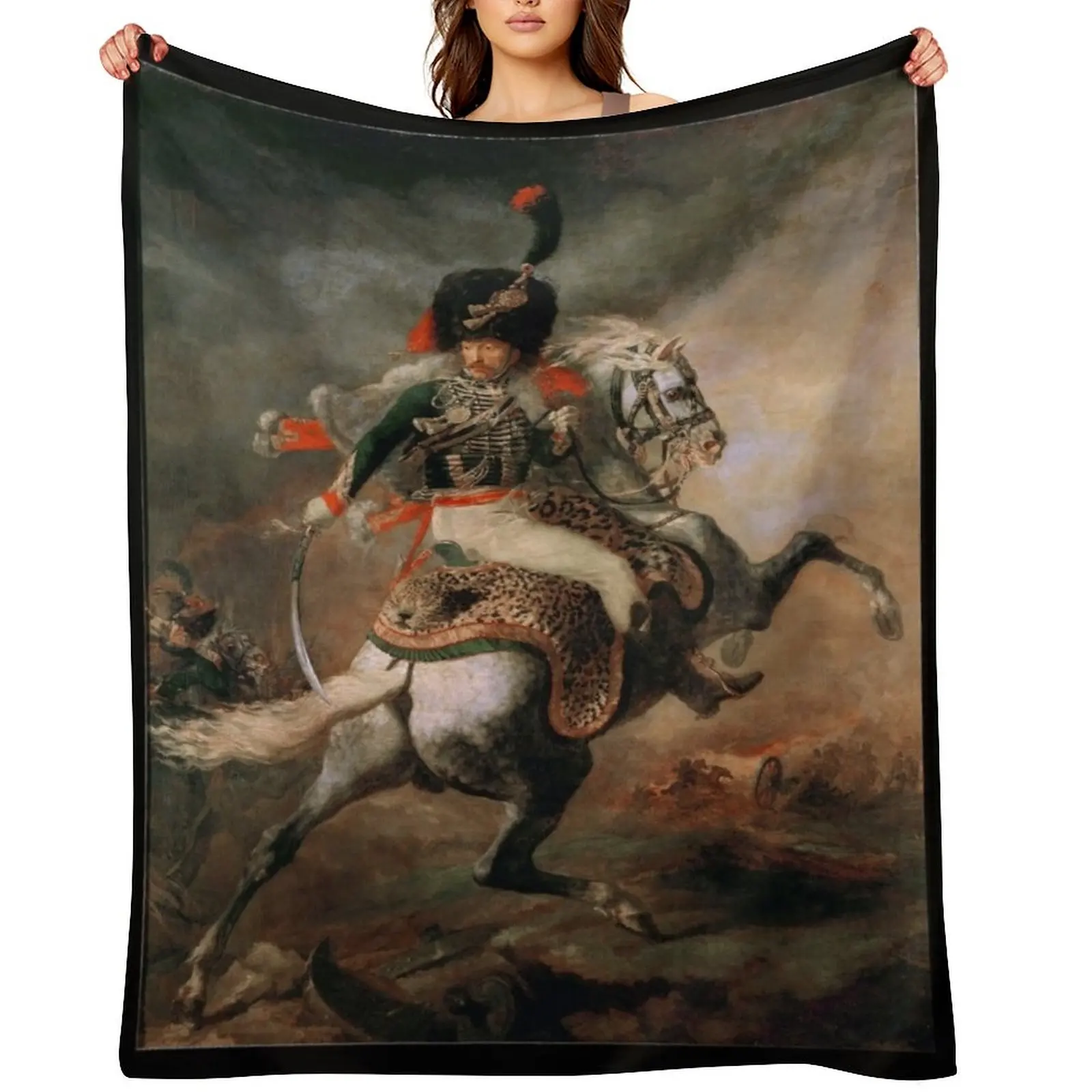 

The Charging Chasseur (Gericault) Throw Blanket Shaggy Tourist Hairy Sleeping Bag Blankets