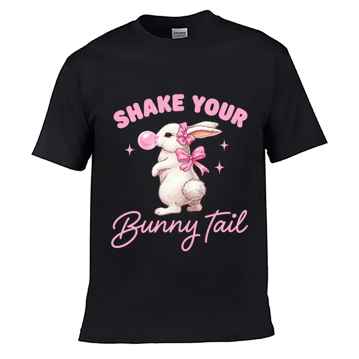 Shake Your Bunny Tail Pink Bow Rabbit Loose Casual T-shirt