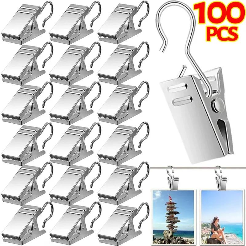 Multifunktionale Foto-Dekorationsklammern, Mini-Vorhanghaken aus Metall, robustes Fensterzubehör, Haushaltszubehör, Packung mit 100 Stück, 10 Stück