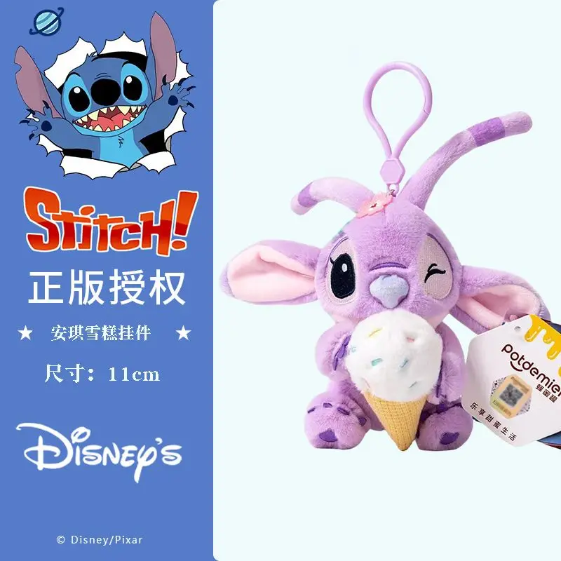 Disney anime Stitch bag charm Plush schoolbag keychain cute cartoon couple Plush toy pendant Potdemiel plush doll girl's gift