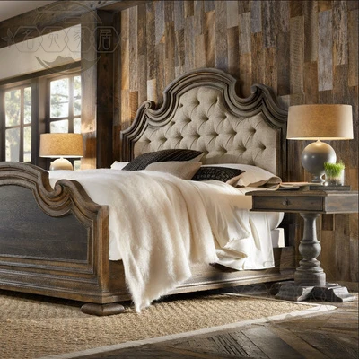 American rural retro old small household bedside table