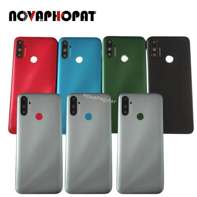 Novaphopat For Realme C3 RMX2020 Back Cover Battery Door Rear Case Panel Back Housing With Camera Lens and Frame Side Key Button