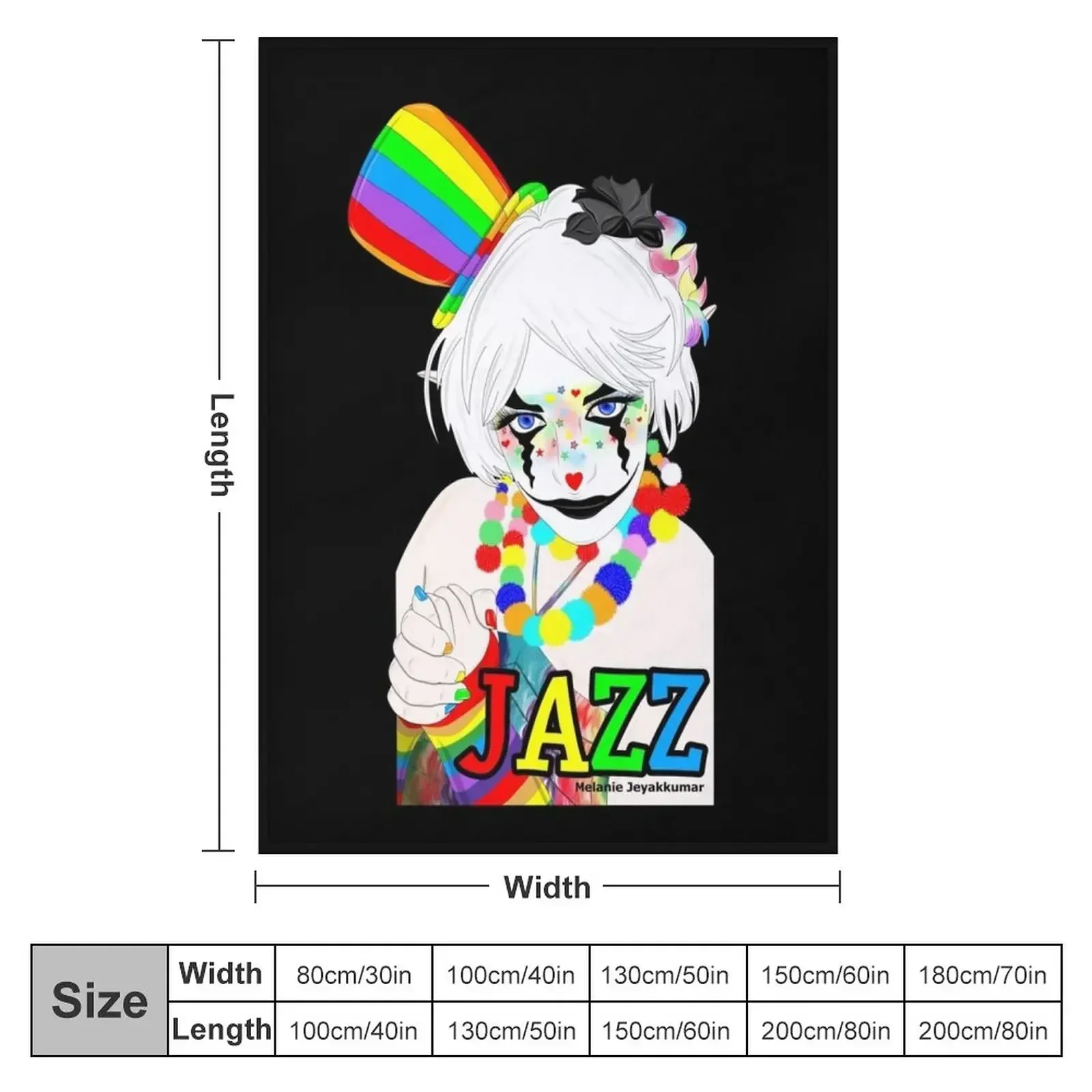 Jazz the Rainbow Clown Throw Blanket Loose Decorative Sofa Decorative Sofas Blankets