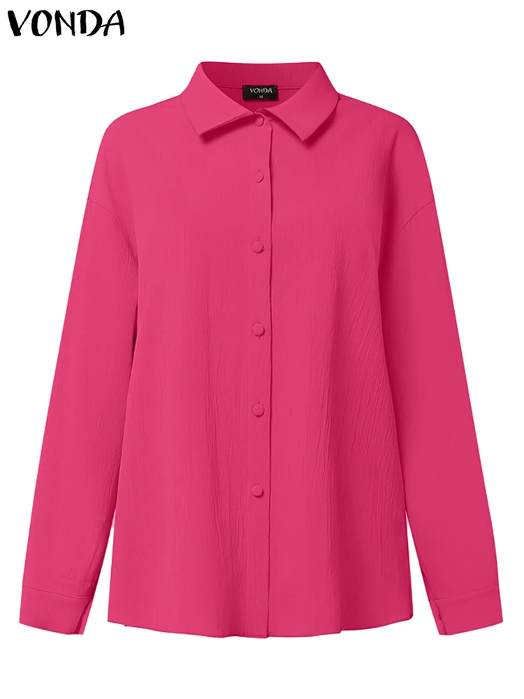 فوندا 2025 النمط الأوروبي النساء مجموعات بلون التلبيب قميص فضفاض قطعتين الدعاوى بلوزات أنيقة و بنطال ذو قصة أرجل واسعة مطابقة مجموعات