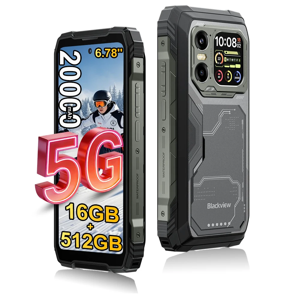 Blackview XPLORE 1 5G [pas de chargeur UE] Smartphone robuste 16 Go + 512 Go /12 Go + 256 Go 20 000 mAh Android15 6,78 ''2.4 K 55 W téléphone portable