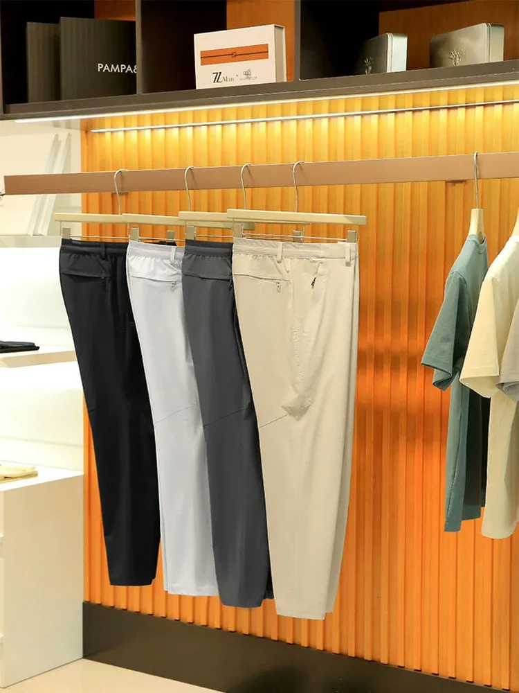 

Qui Dry Lightweight Breathable Elastic Outdoor Casual Pants for Men Summer 2025 Trendy Straight Leg Zipper mid Waist Long T...