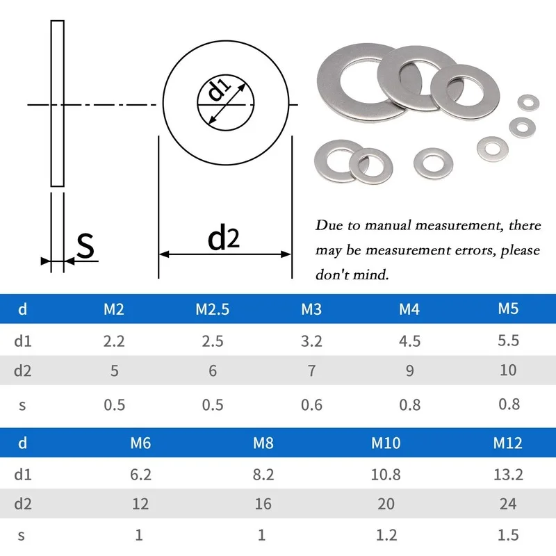 Arandelas planas de 684 piezas, arandelas de reparación redondas de acero inoxidable, surtido de arandelas planas y Kit de juntas de bloqueo 9 M2 M2.5 M3 M4 M5 M8 M10 M12