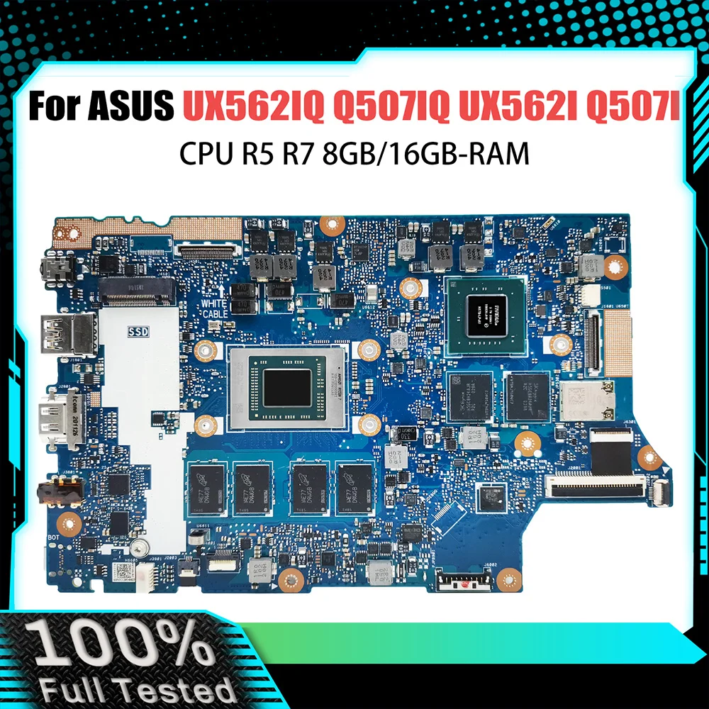 UX562IQ Mainboard For ASUS Zenbook Q507IQ UX562I Q507I Laptop Motherboard CPU R5 R7 8GB/16GB-RAM GPU V2G 100% Test OK