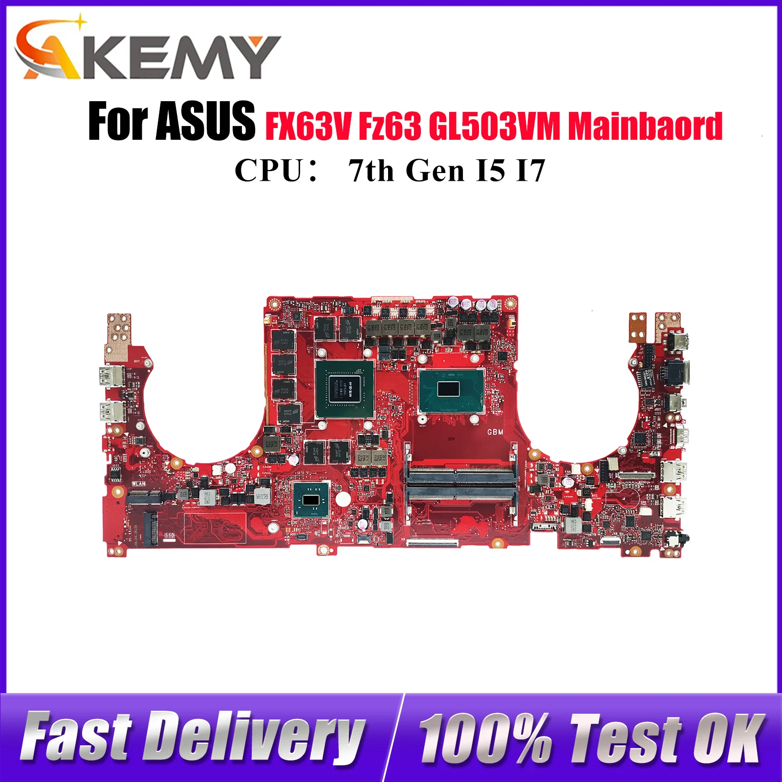 

Материнская плата для ноутбука GL503VS для ASUS ROG Strix Fz63v GL503V FX63V GL503VM, материнская плата для ноутбука с процессором I5 I7, 100% тестирование, ОК, быстрая доставка