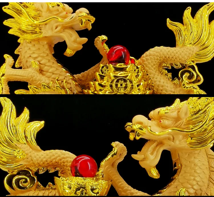 2024year alluvial gold Resin dragon bead handicraft furnishing articles Prosperous home decoration mascot Fengshui statue