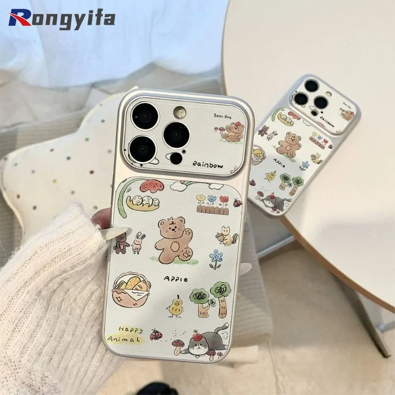 Bear Cat Leather Phone Case For Samsung Galaxy A07 A06 M06 F06 A05S M05 A04S A04E M04 A03 Core A03S A02S M02S F02S 5G 4G Cover