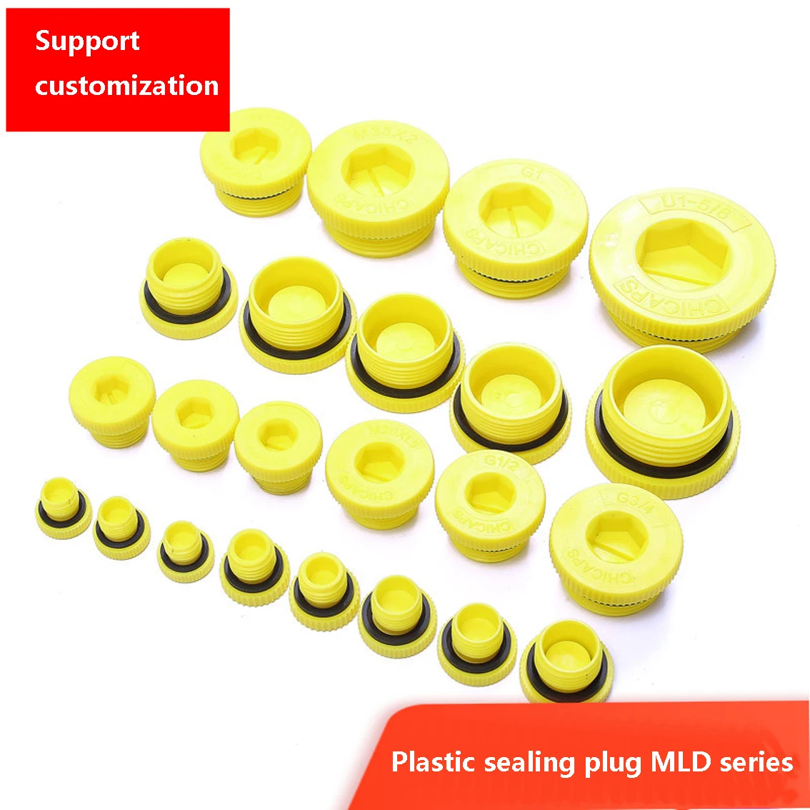 1PCS  Plastic Tape Thread Sealing Plug Hexagonal Oil And Corrosion Resistant Hydraulic Pipe Plug Anti Leakage Yellow Hole Cap