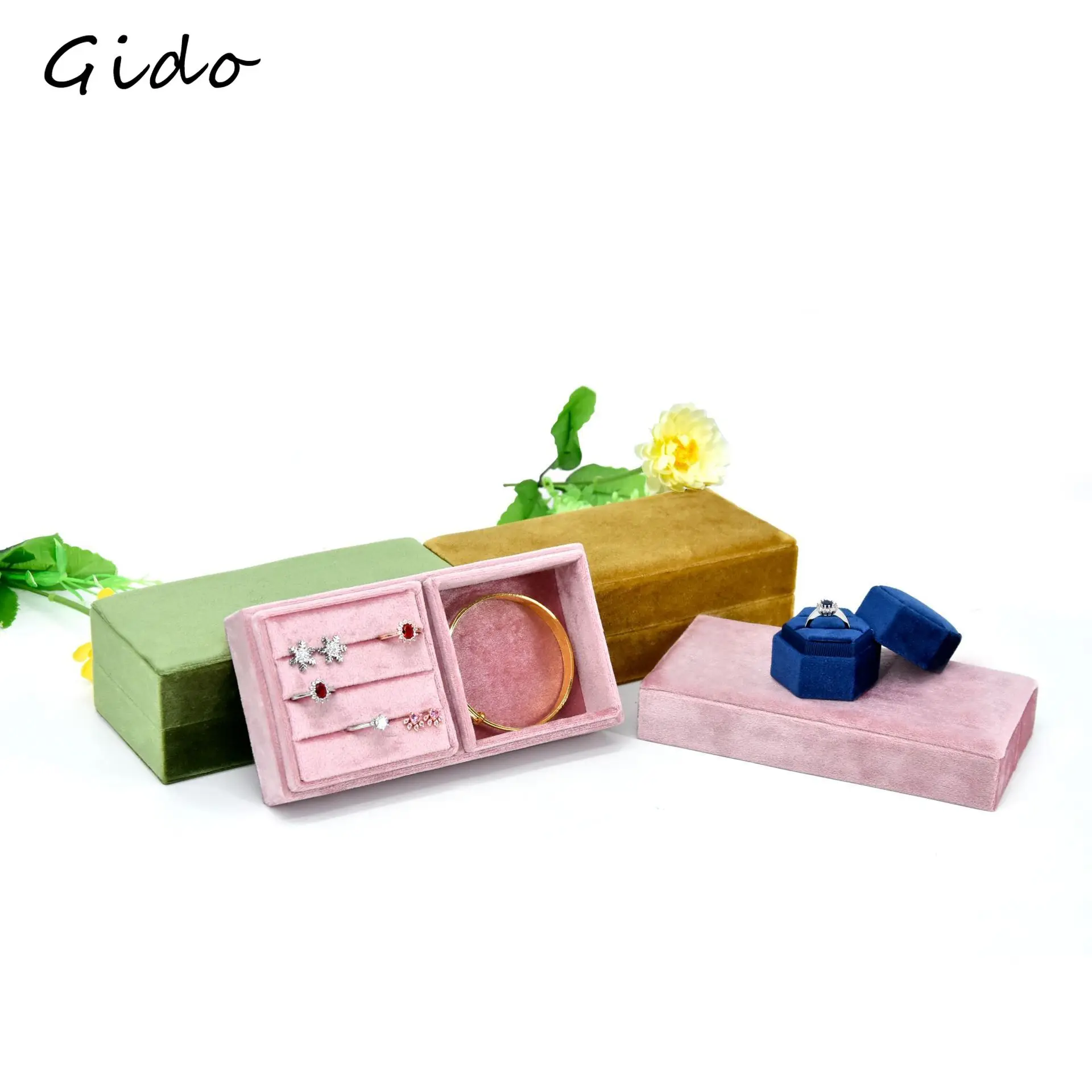 Delicate Multifunctional Portable Jewelry Storage Case Velvet Ring Box Ring Bracelet Jewelry Storage Case