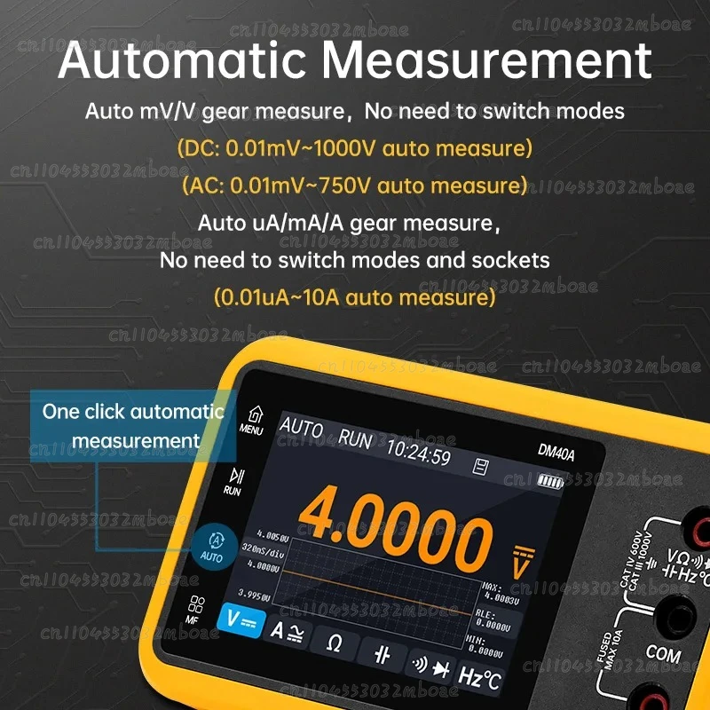 Dm40 3-in-1 Universal Multimeter Signal Generator with 50m Sampling Rate, ACDC Voltage Diode, Handheld Digital Automotive Tool
