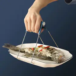 Hot Anti-scald Hot Oven Dish Bowl Clamp Gripper Non-slip Stainless Steel Foldable Clawing Up Steamer Clip Plate Gripper
