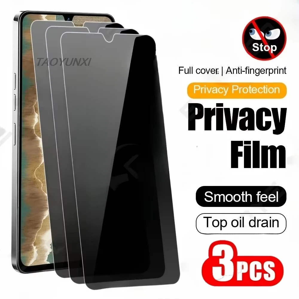 1-3PCS Curved Privacy Screen Protector For Xiaomi Redmi Note 15 Pro 14 13 12 11 10 5G 11S 10S 15C 14C 13C 12C 10C Tempered Glass