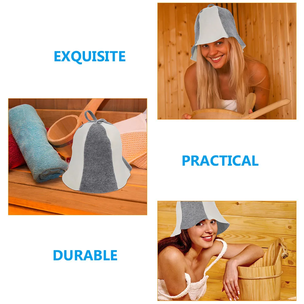 

3 pcs Felt Sauna Hat for Women Men Bath Caps Shower Spa Thick Hair Bathing Felt Hats Accessory Gray White 6 Pieces Set