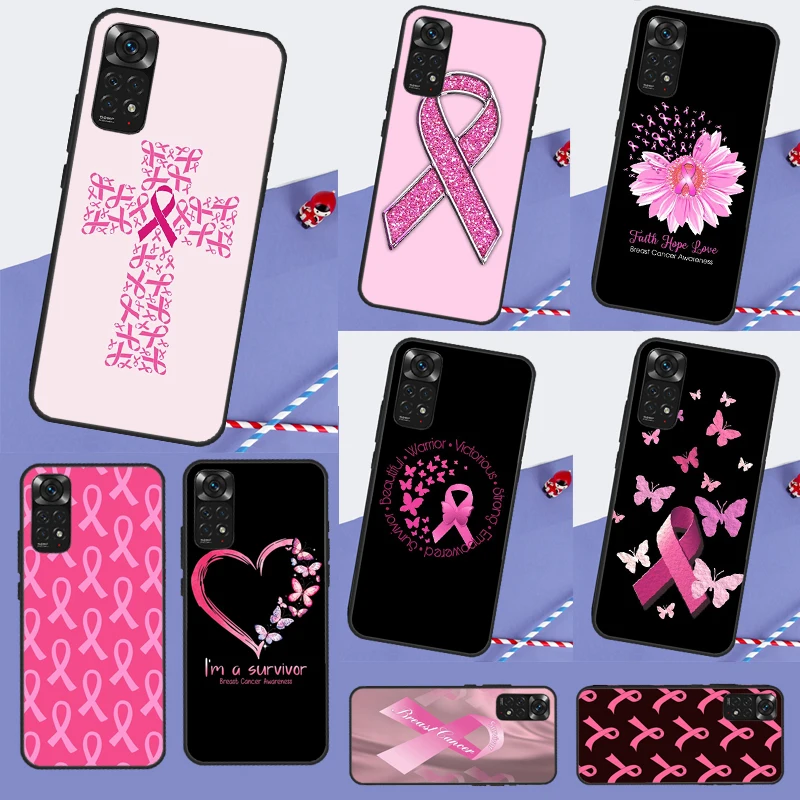 Girl Breast Cancer Pink Ribbon Case For Xiaomi Redmi Note 12 11 10 8 9 Pro 9S 10S 11S 12S Redmi 12C 10C 9C 10A Back Cover