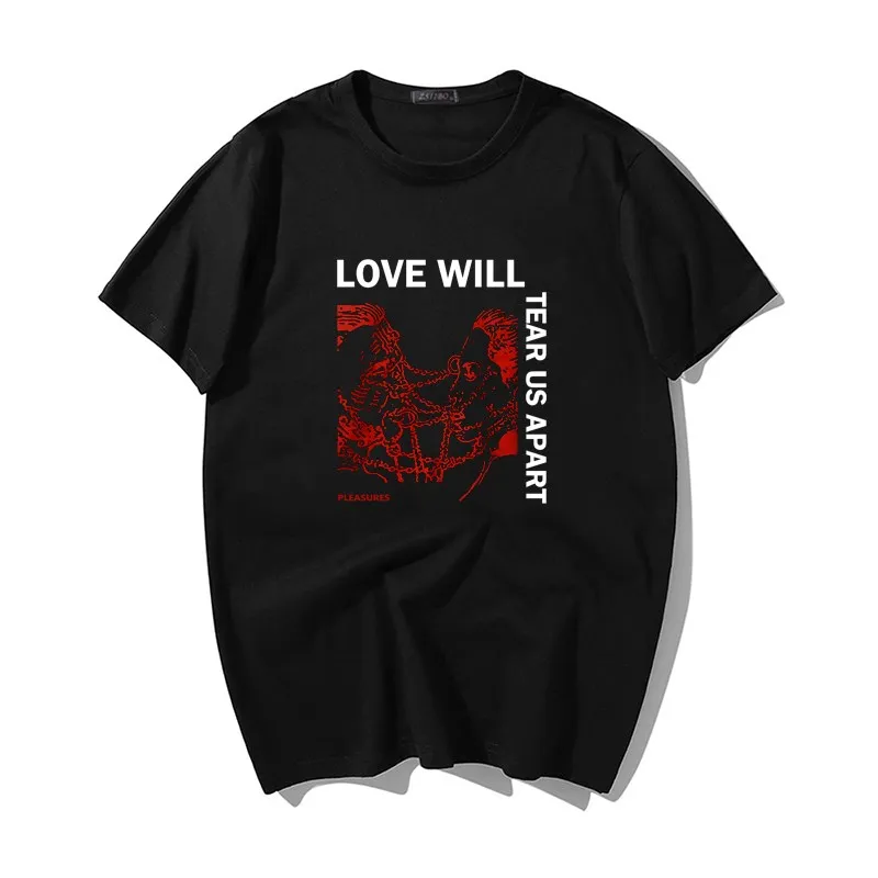 Hip Hop Love Will Tear Us Apart Punk T Shirt Men Oversized Tops Streetwear Summer Men's T-shirt Harajuku Letter Tee