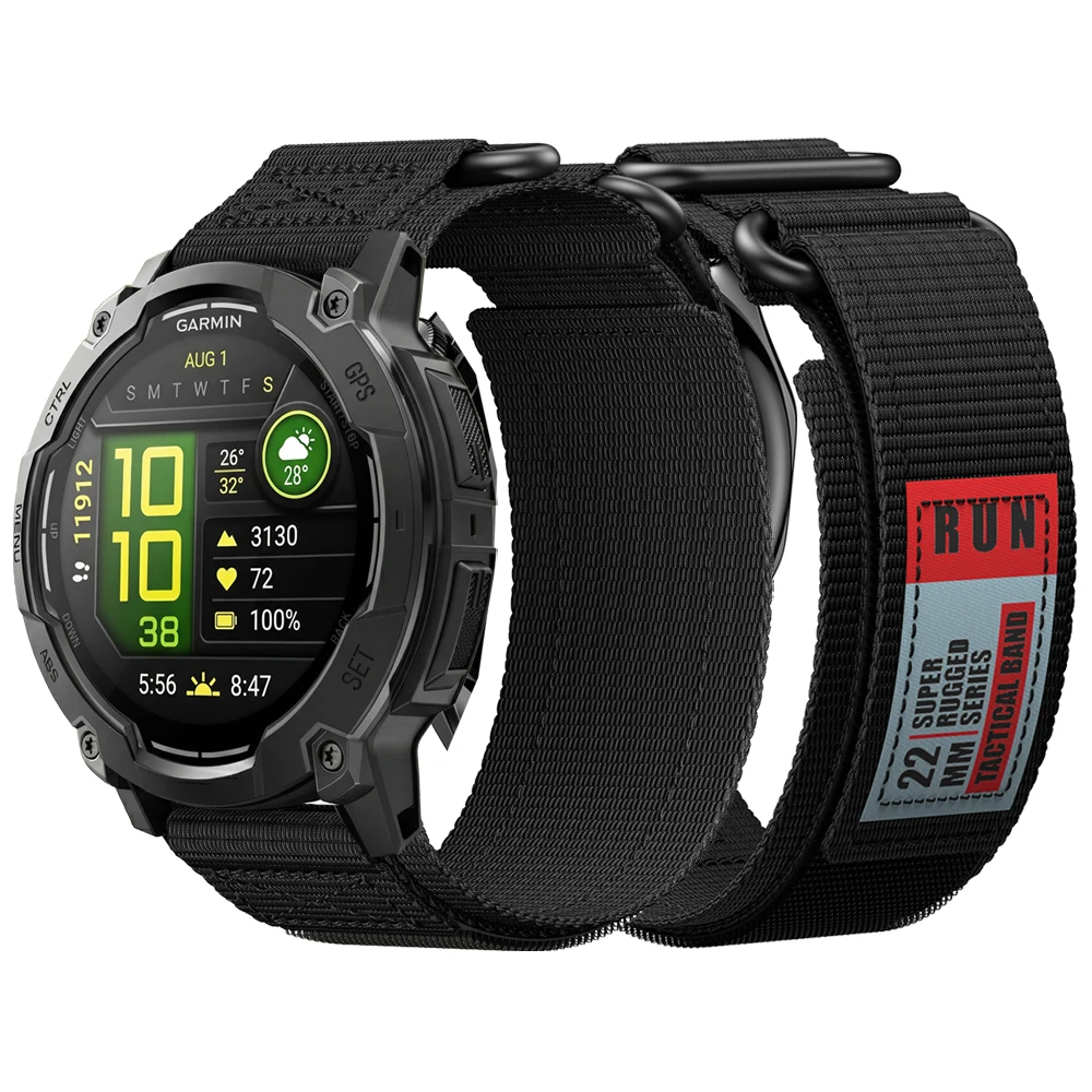 Double Loop Buckle Nylon Strap For Garmin Instinct 3 E 45mm AMOLED Sports Watch Band For Garmin Instinct 2 Solar Braided Belt