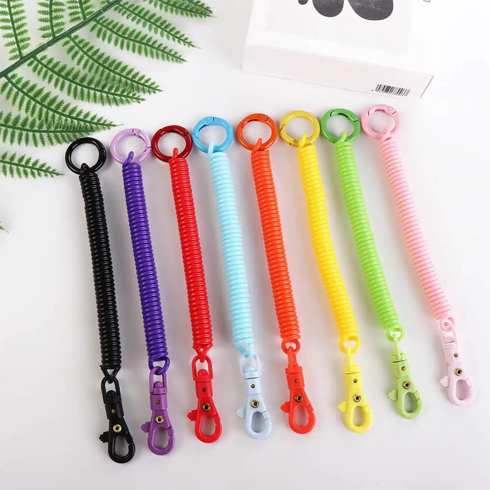 

ID Key Tags Retractable Coil Springs Key Chain Holder Luggage Tags Keychain Spring Keychain Key Hooks Keyring Bracelet Spring