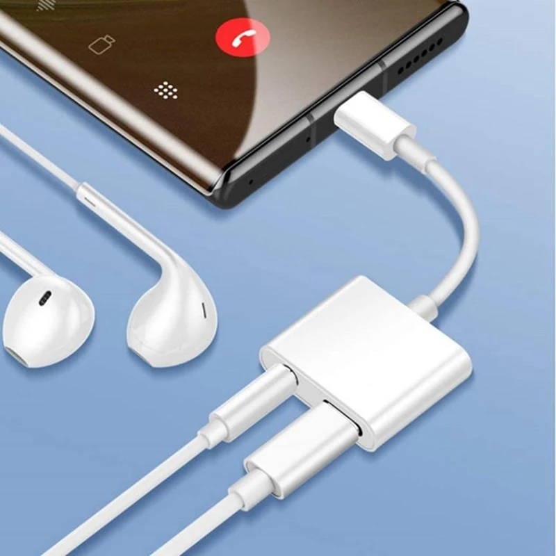 2 في 1 الفاصل AUX كابل محول لسامسونج شاومي Redmi بوكو هواوي موصل USB C إلى نوع C 3.5 مللي متر جاك الصوت خط