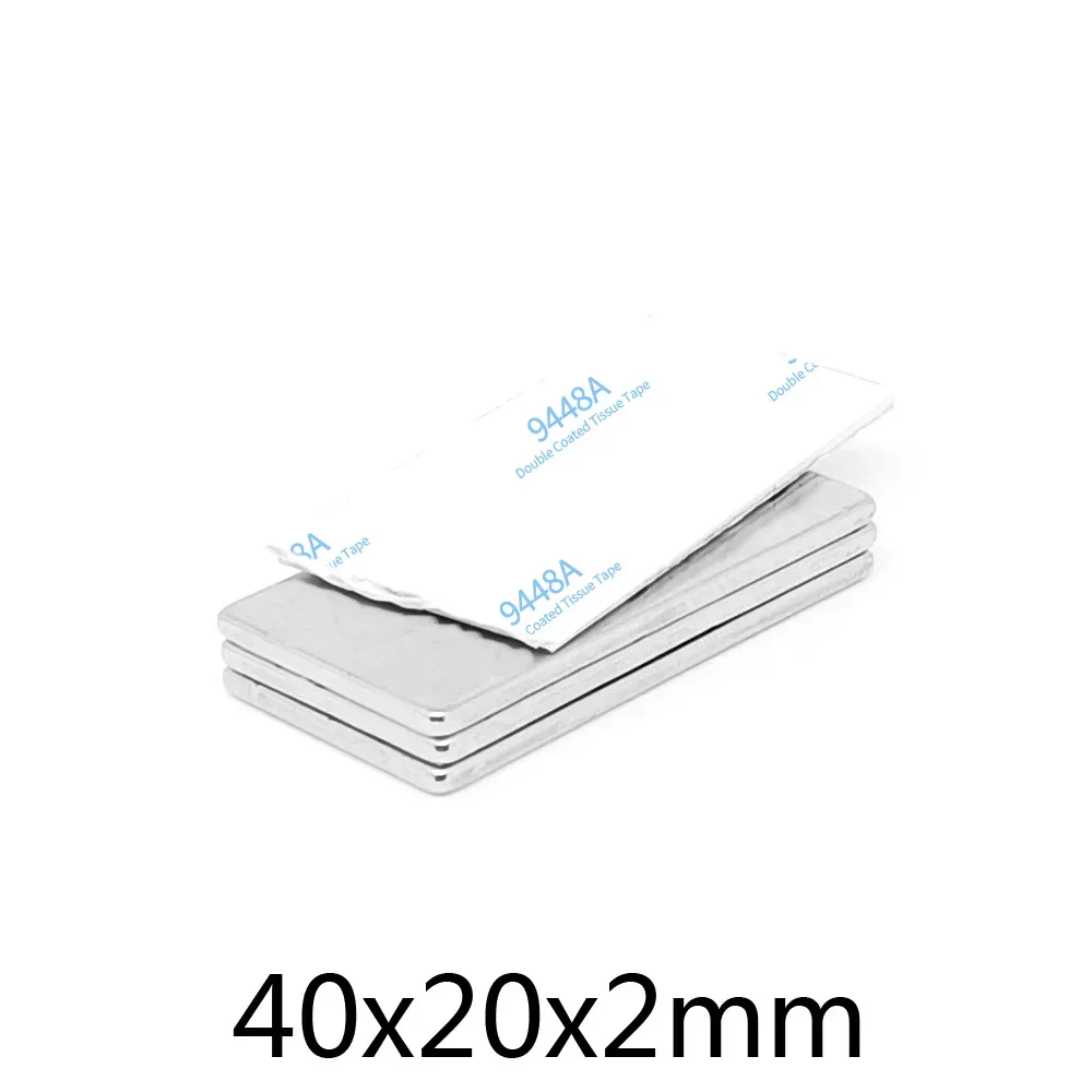 2/5/10/15/20/50PCS 40x20x2mm Block Strong Powerful Magnets With 3M Self - Adhesive 40*20*2 Long Neodymium Magnet Sheet 40x20x2