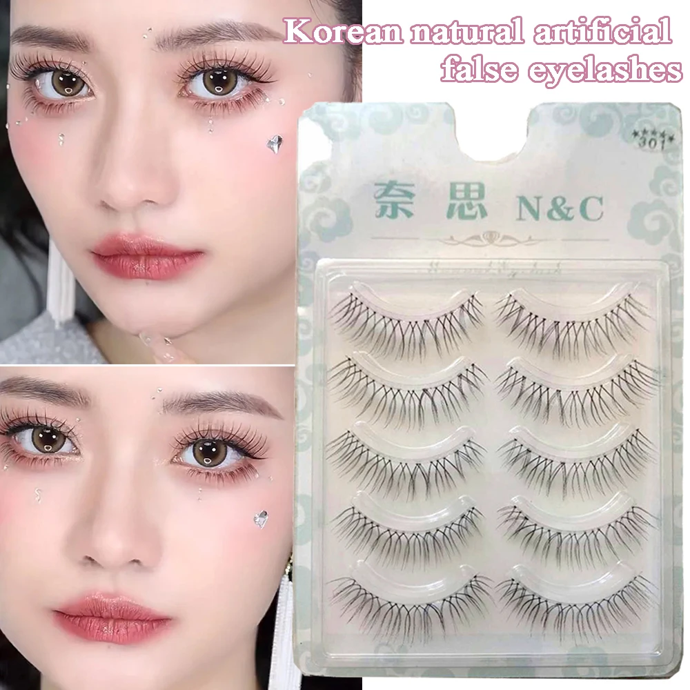 5 Paar koreanische 3d Nerz Wimpern V-förmige Faux Wimpern unsichtbare Band Wimpern wieder verwendbare natürliche falsche Wimpern bilden Werkzeuge