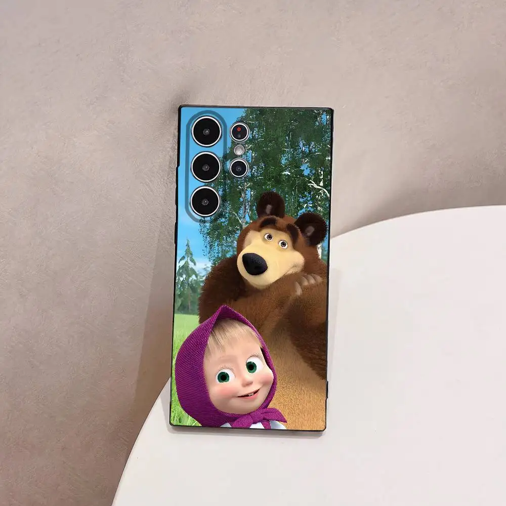 Coque de téléphone dessin animé m-asha et l'ours, étui souple givré pour Samsung Galaxy S25 S24 S22 S23 Ultra S21 S20 Plus