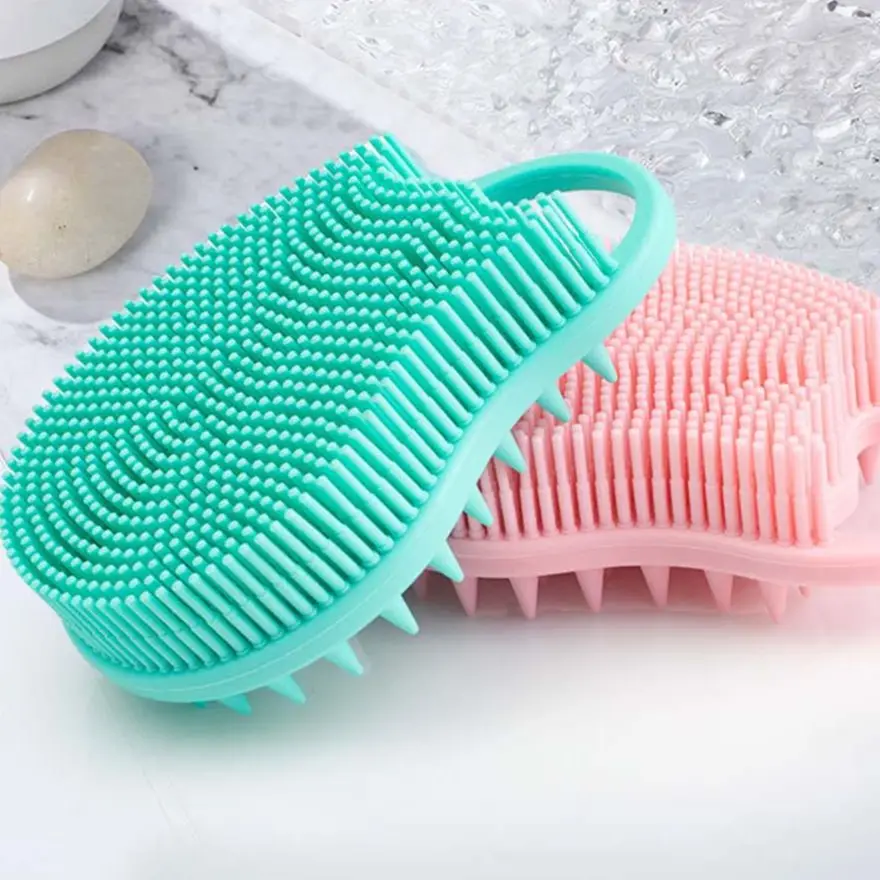 New Double-Sided Silicone Shower Brush Soft Scalp Massager Shampoo Brush Exfoliating Body Cleaning Brush Cleaning Tools