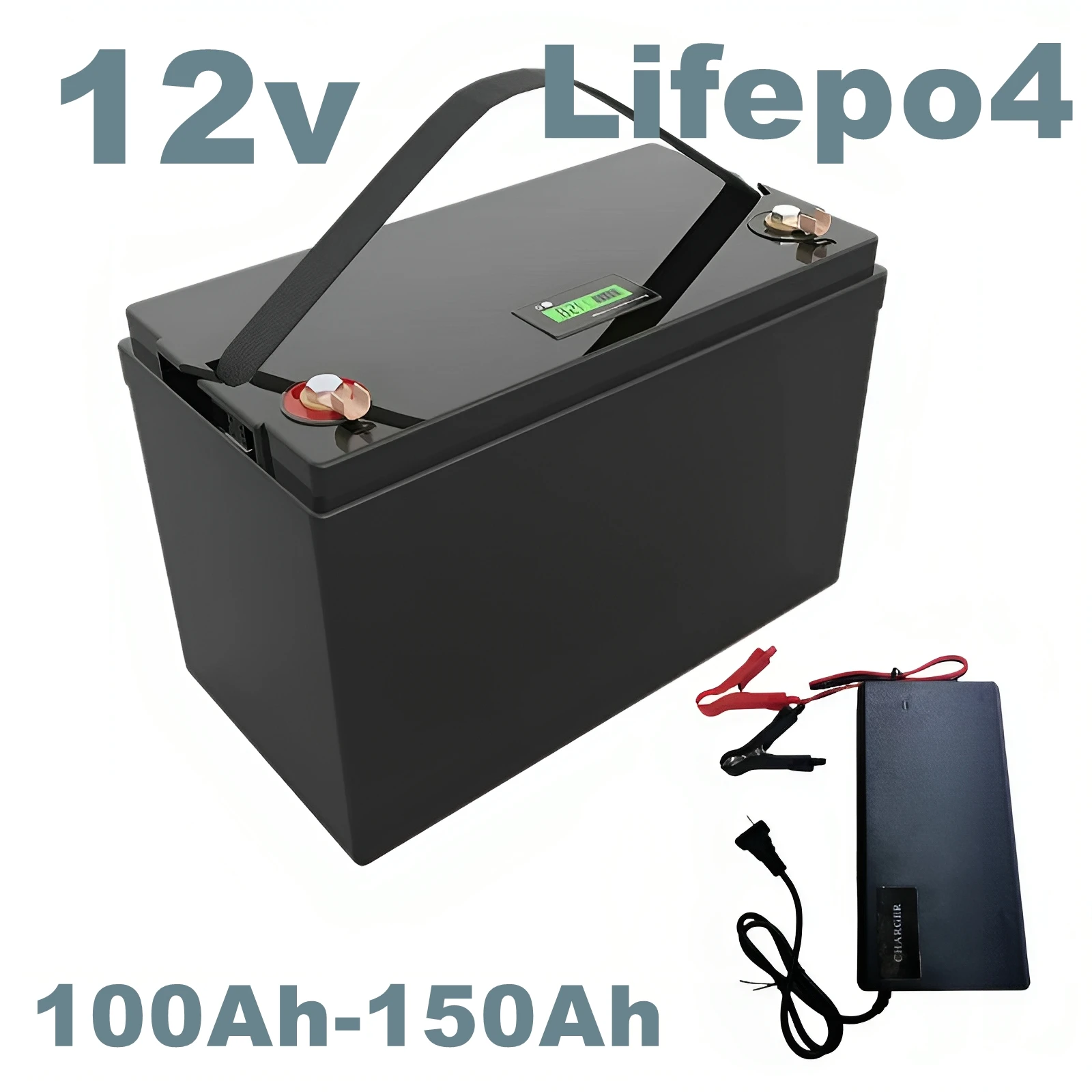 

Batterie au lithium LiFePO4, 12.8V, 150Ah, 12V, 100Ah, 120Ah, 130Ah, pour caravane, bateau, onduleur, montres électriques portab