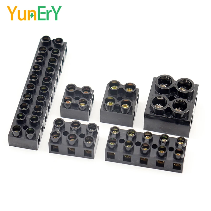 Wiring Connector JX5 Terminal Block 2/3/5/10 Holes 500V 10A 20A 60A Screw Docking Terminal Electrical Connector Brass 20-6 AWG