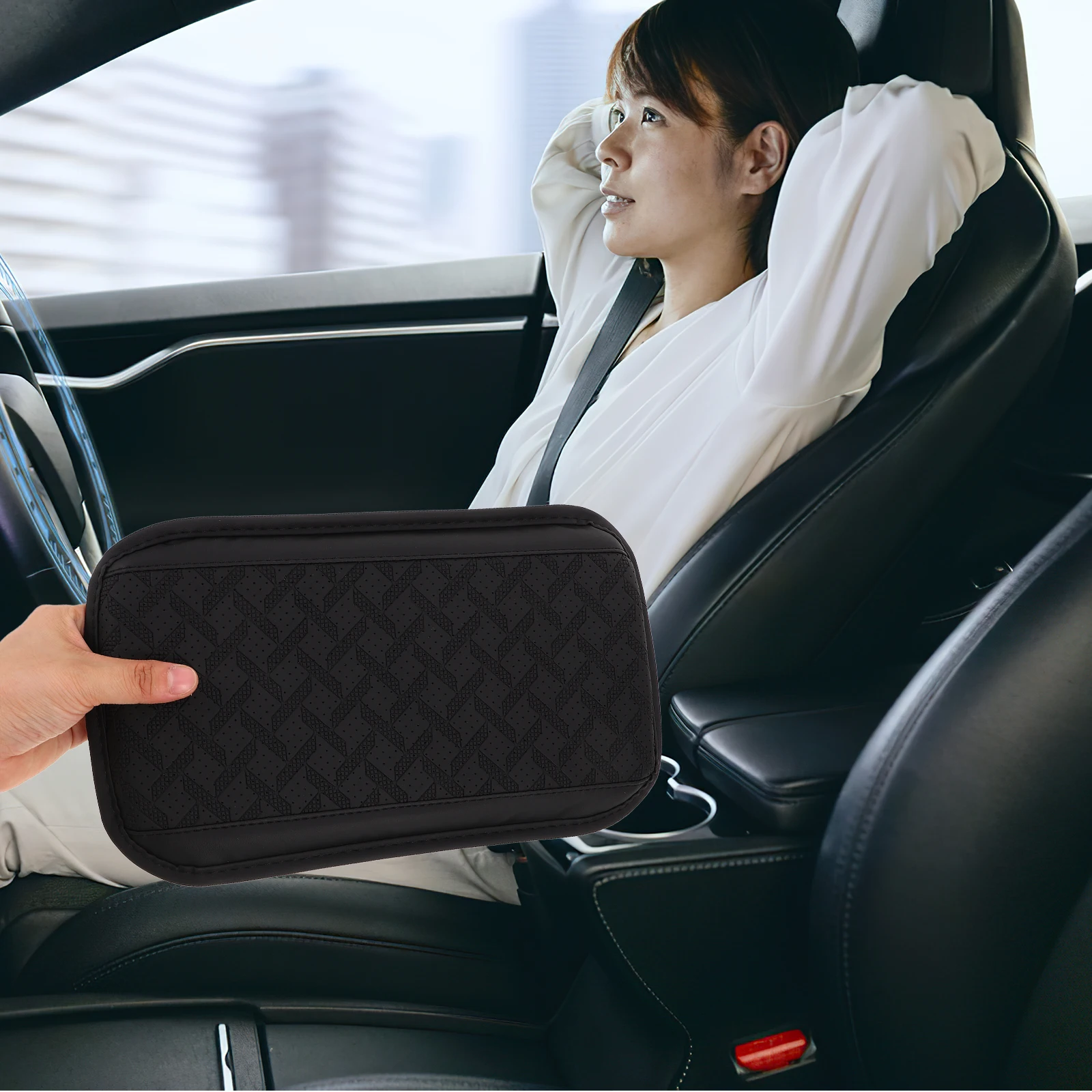 

Heightening Pad Armrest Box Cover for Car Center Console Table Mat Cushion Suede
