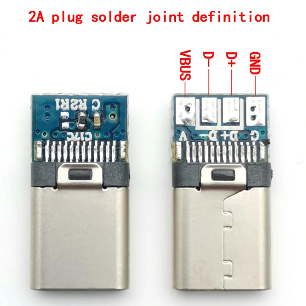 5sets 4pin Welding wire type-C USB 3.1 2A large current USB 2.0 Type-c USB C Male Pulg Connector Parts for DIY Charging Cable