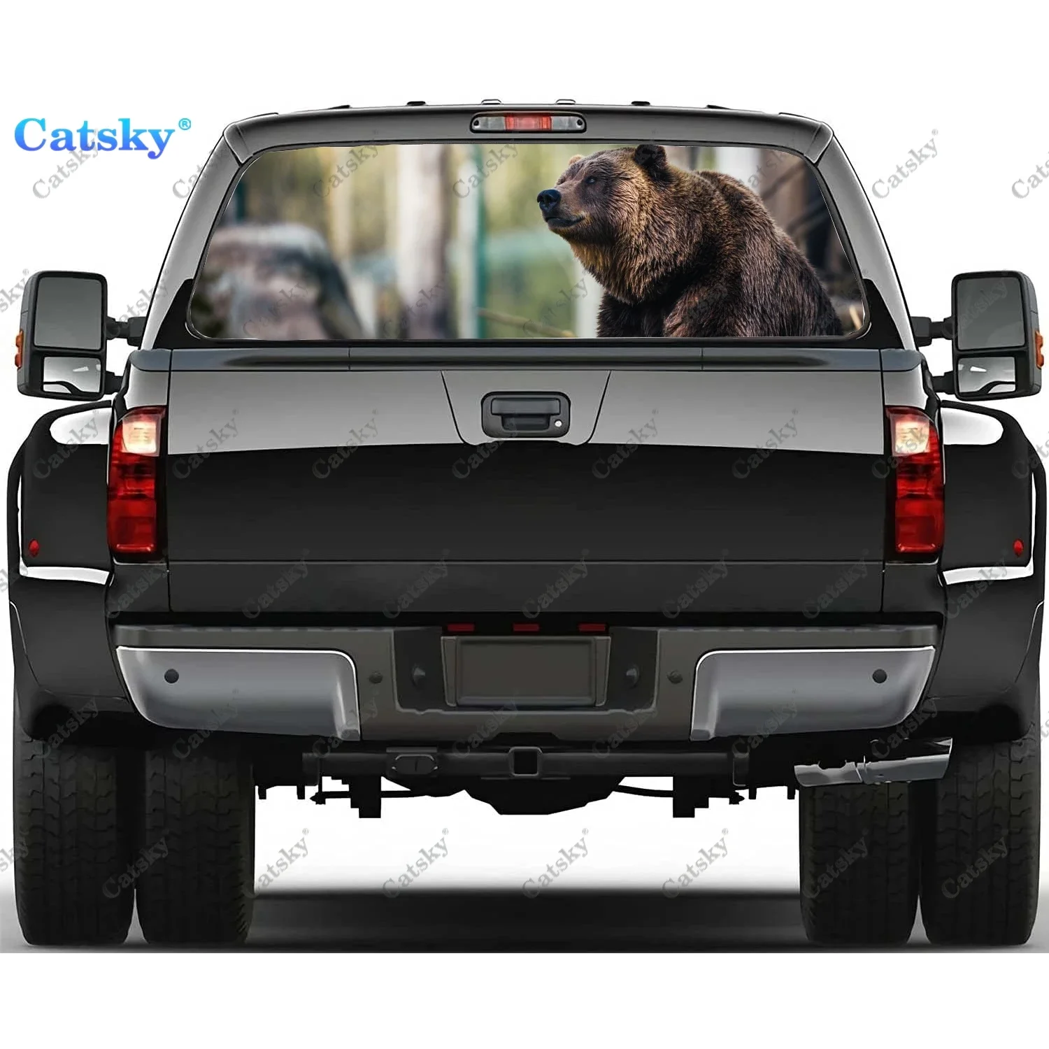 

Forest Bear Animals Window Decal Sticker Graphic PVC Decorative Truck Sticker Perforated Vinyl Universal Sticker