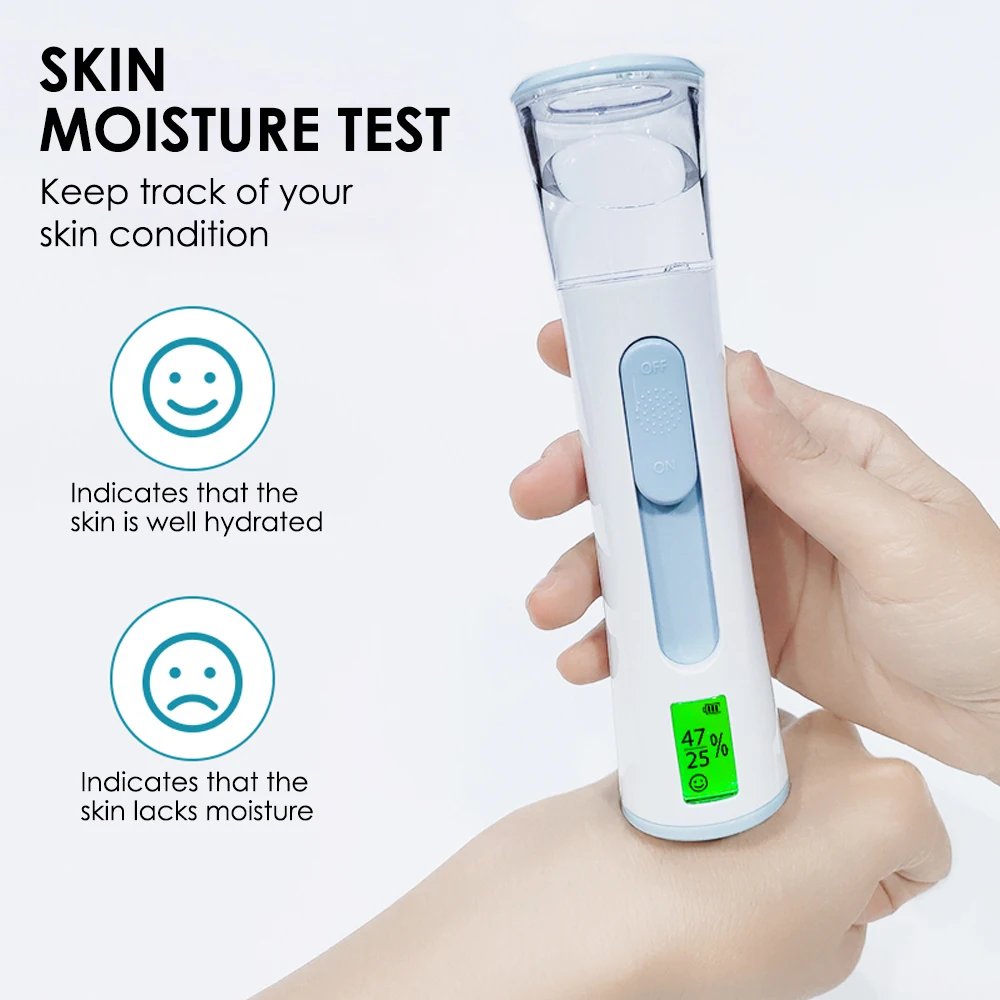 Mist Sprayer Facial Analyzer Handheld Nano Beauty Instrument Mini Hydrating Humidifier Skin Care LED Display Portable Steamer