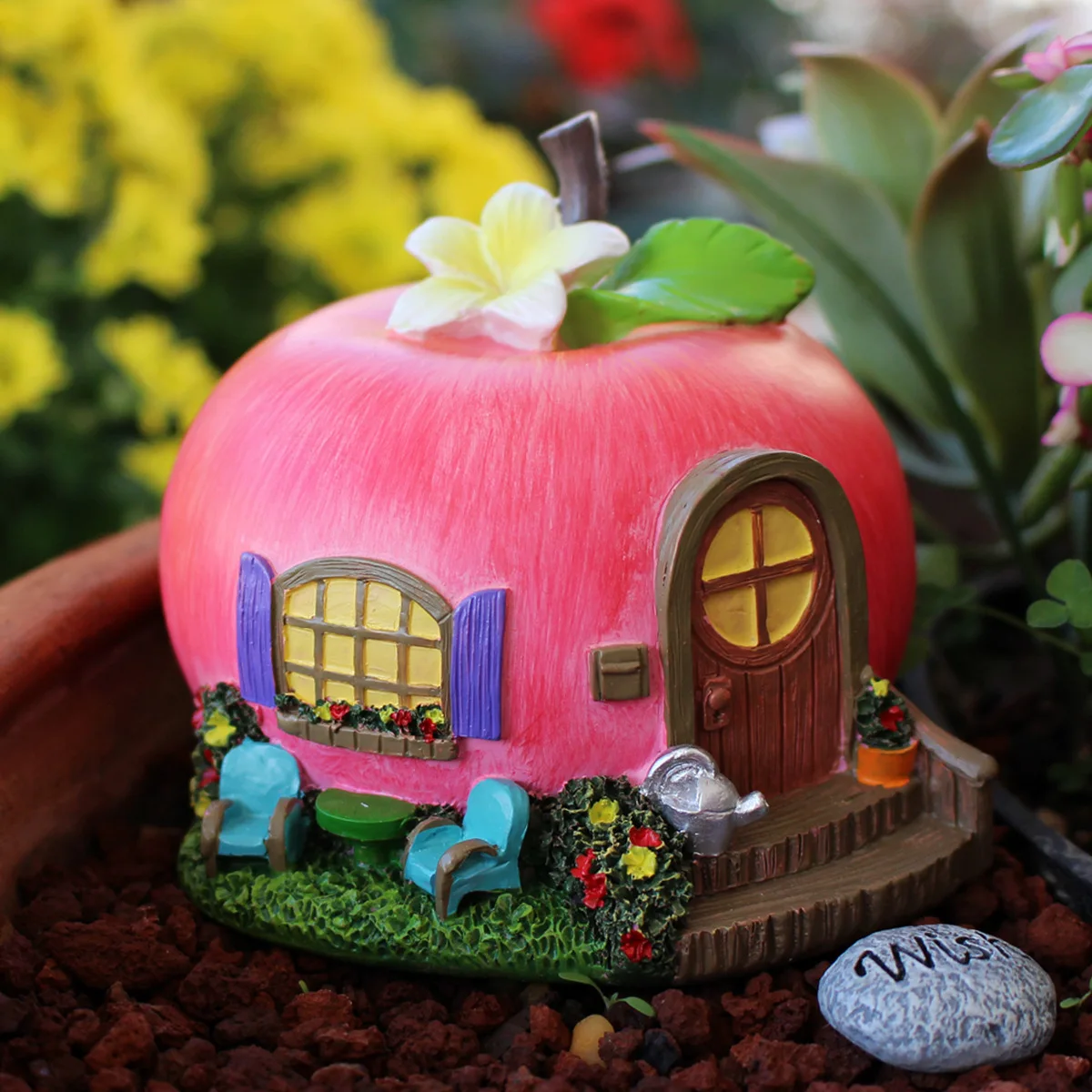 Apple house garden decoration courtyard balcony creative ornament resin model fairy garden decoration