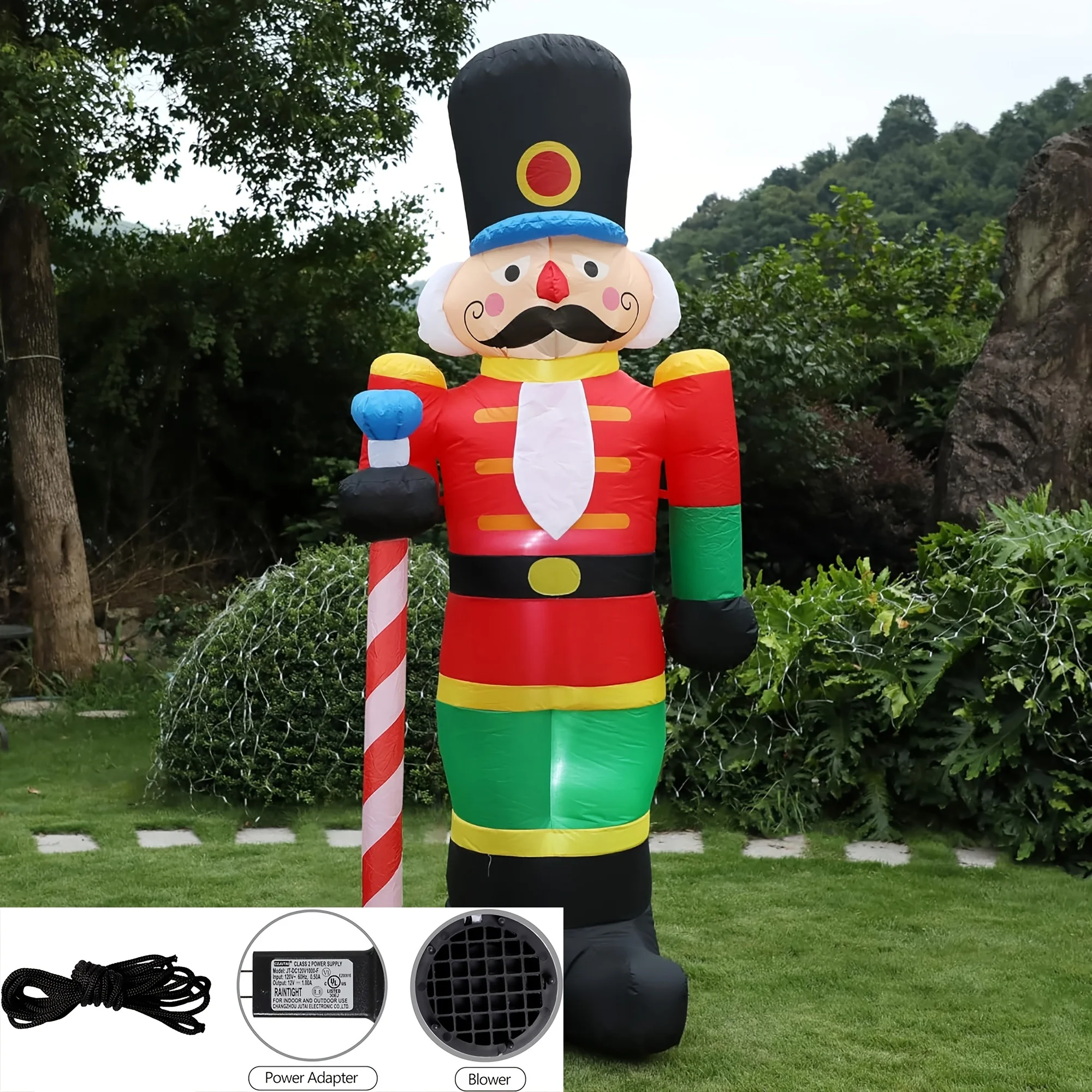 8FT Holiday Nutcracker Inflatable Toys Person with Lights Christmas Soldier Yard Decoration Holiday Party Outdoor Lawn Decor