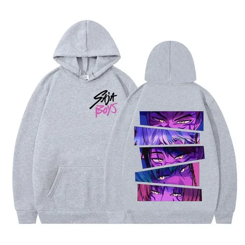 Imagen 2 del producto Kpop Demon Hunters Saja Boys película Sudadera con capucha hombres mujeres moda ropa pulóver manga larga suelta Casual Harajuku sudadera marea