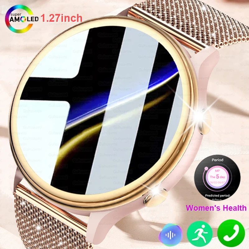 2025 New Lady Fashion Smart Watch Women AMOLED HD Screen GPS Heart Rate Bluetooth Call Waterproof Outdoor SmartWatch For Xiaomi