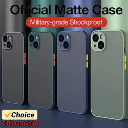 Luxury Shockproof Armor Matte Case For iPhone 15 14 13 12 11 Pro Max XR XS X 7 8 Plus SE Silicone Clear Hard PC Cover Capa Shell