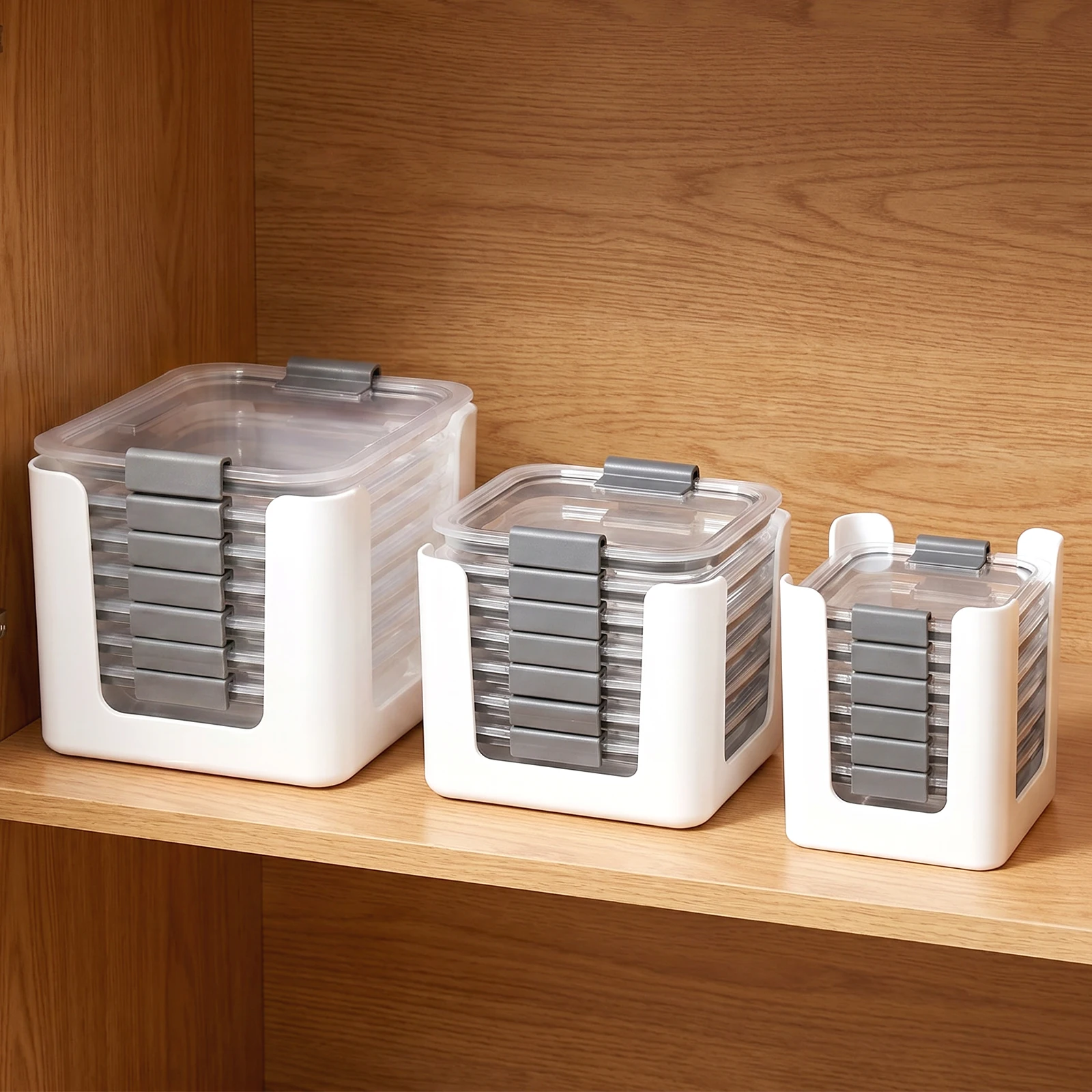 3Pcs Food Container Lid Holder Stackable Food Container Lid Organizer Multi Size Snap On Lid Storage Rack Kitchen Accessories