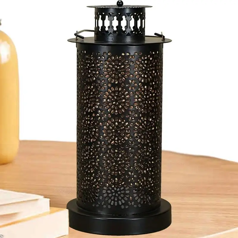 

Vintage Hollow Iron LED Lantern Portable Outdoor Lamp with Handle for Balcony, Bedroom, Corridor, Living Room, Courtyard