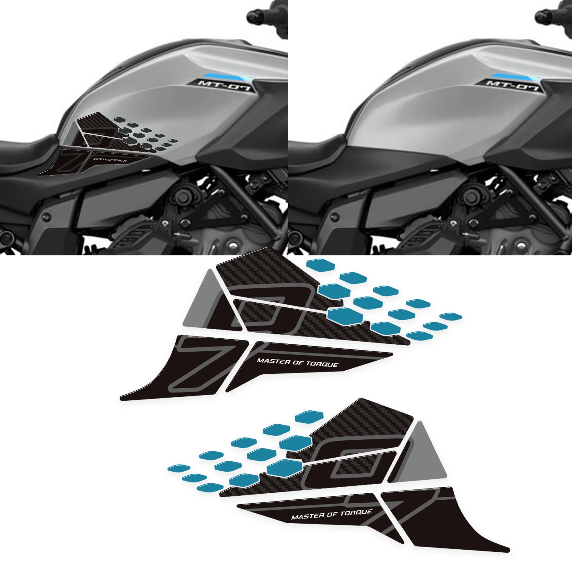 New Motorcycle Tank Pad Cap Gas Fuel Oil Knee Protector Fairing Fender 3D Stickers Decals For MT 07 MT-07 2025-2026