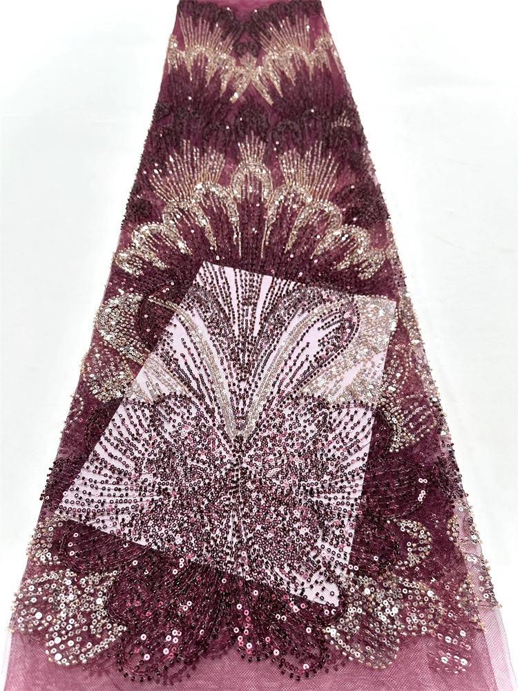 

Latest High Quality Delicate Eligant Soft Embroiderd Sequins beadsTulle Lace Fabric For Wedding Evening Dress