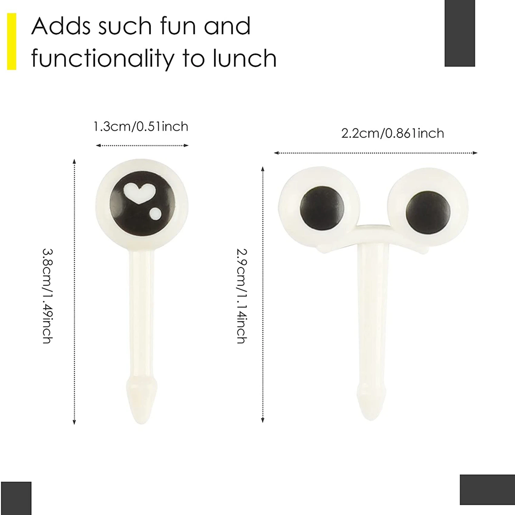 10 Pieces of Mini Cute Cartoon Eyes Lunch Box Decoration Fork Fruit Fork Dessert Fork